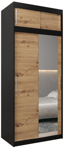 Szafa przesuwna Tokyo 2 100 czarny + artisan z nadstawką 82443