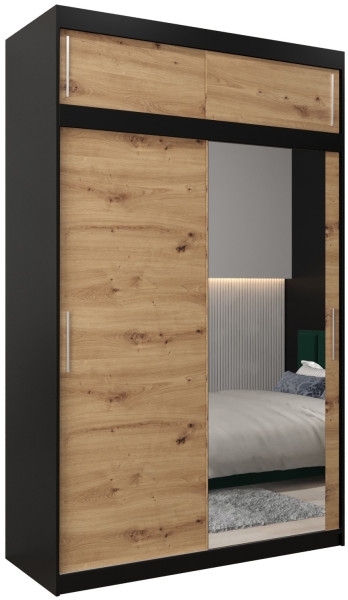 Szafa przesuwna Tokyo 2 150 czarny + artisan z nadstawką 82288