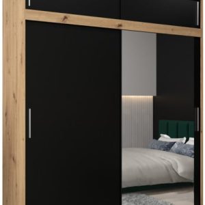 Szafa przesuwna Tokyo 2 200 artisan + czarny z nadstawką 82126 Szafa przesuwna Tokyo 2 200 artisan + czarny z nadstawką 82126