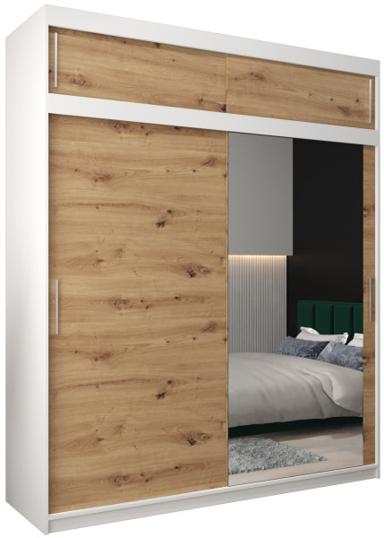 Szafa przesuwna Tokyo 2 200 biały + artisan z nadstawką 82440