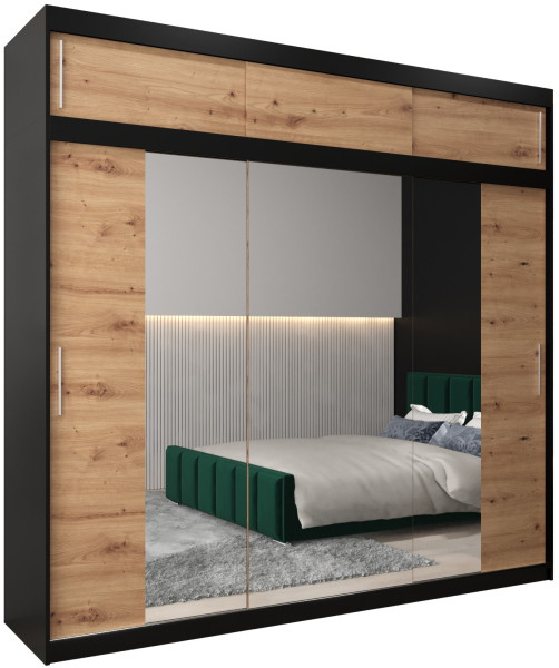 Szafa przesuwna Tokyo 2 250 czarny + artisan z nadstawką 82454