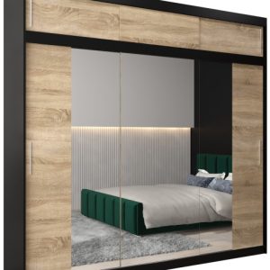 Szafa przesuwna Tokyo 2 250 czarny + sonoma z nadstawką 82313 Szafa przesuwna Tokyo 2 250 czarny + sonoma z nadstawką 82313