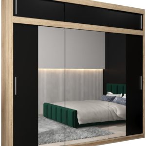 Szafa przesuwna Tokyo 2 250 sonoma + czarny z nadstawką 82400 Szafa przesuwna Tokyo 2 250 sonoma + czarny z nadstawką 82400