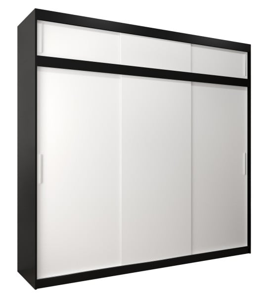 Szafa przesuwna Tokyo 250 czarny + biały z nadstawką 90147