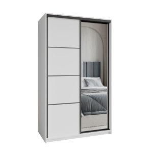 Szafa przesuwna VARO 120 cm z lustrem Biała + Czarny 731186 Szafa przesuwna VARO 120 cm z lustrem Biała + Czarny 731186