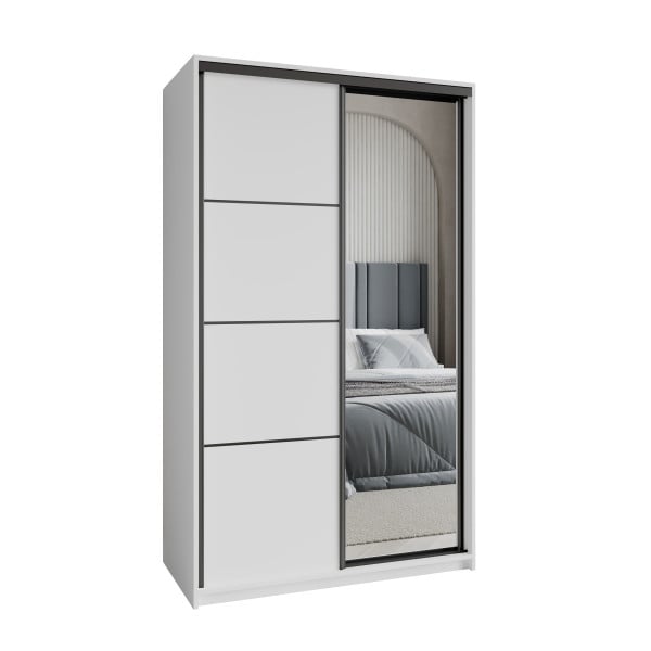 Szafa przesuwna VARO 120 cm z lustrem Biała + Czarny 731186