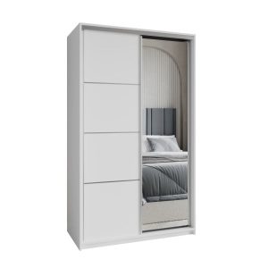 Szafa przesuwna VARO 120 cm z lustrem Biała + Satyna 731257 Szafa przesuwna VARO 120 cm z lustrem Biała + Satyna 731257