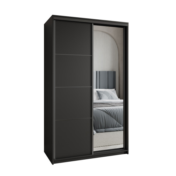 Szafa przesuwna VARO 120 cm z lustrem Czarna 731294
