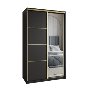 Szafa przesuwna VARO 120 cm z lustrem Czarna + Złoty 731302 Szafa przesuwna VARO 120 cm z lustrem Czarna + Złoty 731302