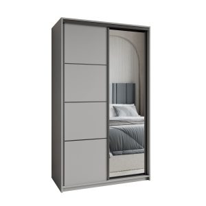 Szafa przesuwna VARO 120 cm z lustrem Szara + Czarny 731291 Szafa przesuwna VARO 120 cm z lustrem Szara + Czarny 731291