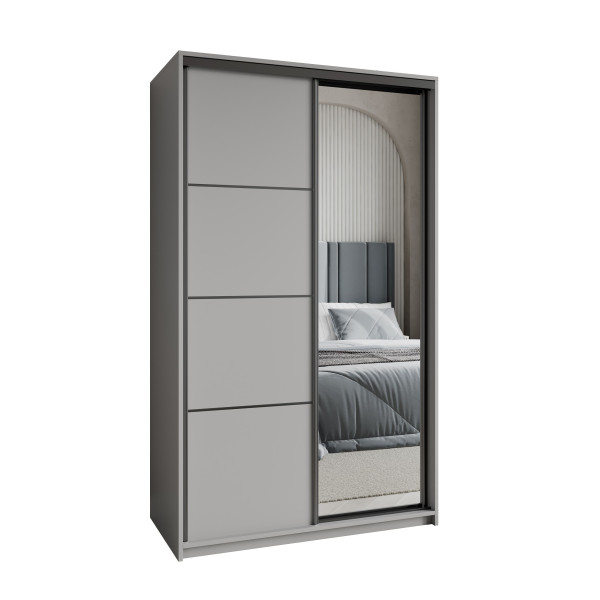Szafa przesuwna VARO 120 cm z lustrem Szara + Czarny 731291