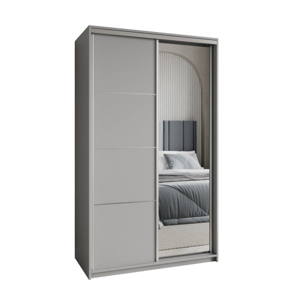 Szafa przesuwna VARO 120 cm z lustrem Szara + Satyna 731287