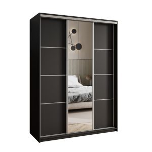 Szafa przesuwna VARO 150 cm z lustrem Czarna + Satyna 731179 Szafa przesuwna VARO 150 cm z lustrem Czarna + Satyna 731179