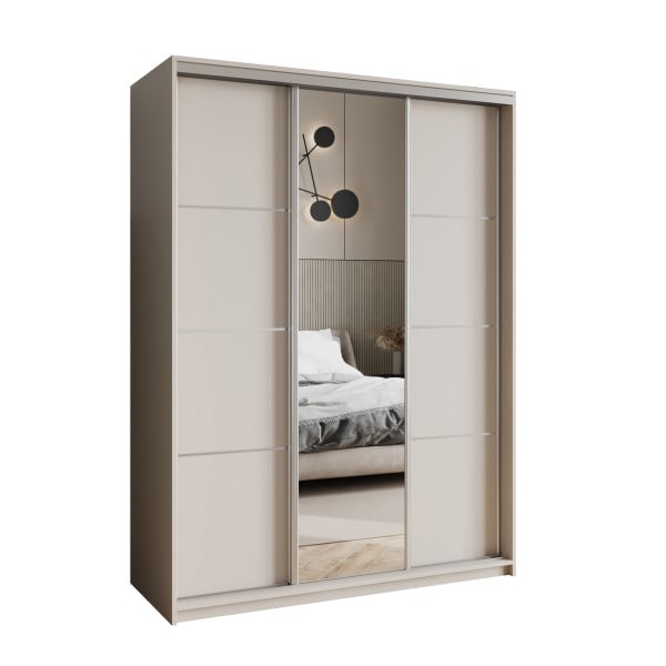Szafa przesuwna VARO 150 cm z lustrem Kaszmir + Satyna 731260