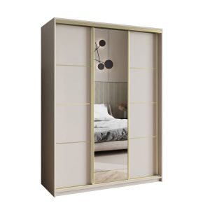 Szafa przesuwna VARO 150 cm z lustrem Kaszmir + Złoty 731290 Szafa przesuwna VARO 150 cm z lustrem Kaszmir + Złoty 731290