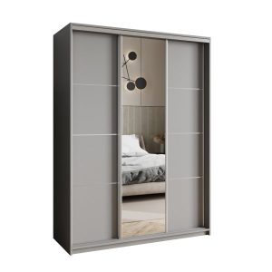 Szafa przesuwna VARO 150 cm z lustrem Szara + Satyna 731235 Szafa przesuwna VARO 150 cm z lustrem Szara + Satyna 731235