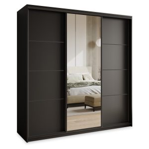 Szafa przesuwna VARO 180 cm z lustrem Czarna 731264 Szafa przesuwna VARO 180 cm z lustrem Czarna 731264