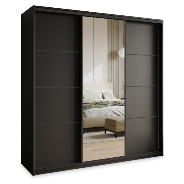 Szafa przesuwna VARO 180 cm z lustrem Czarna 731264