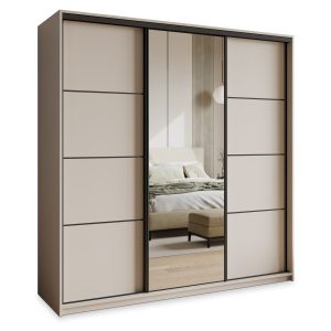 Szafa przesuwna VARO 200 cm z lustrem Kaszmir + Czarny 731258 Szafa przesuwna VARO 200 cm z lustrem Kaszmir + Czarny 731258