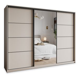 Szafa przesuwna VARO 250 cm z lustrem Kaszmir + Czarny 731237