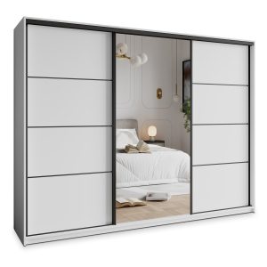Szafa przesuwna VARO 270 cm z lustrem Biała + Czarny 731194
