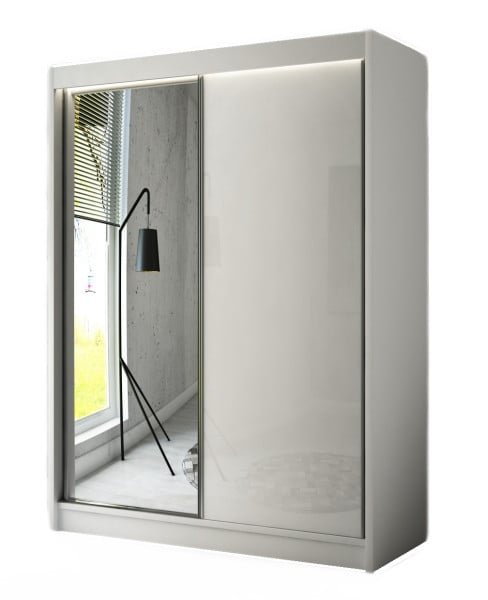 Szafa przesuwna VELIS z lustrem 150-Biała mat+lacobel biały 234302