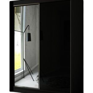 Szafa przesuwna VELIS z lustrem200-Czarna mat+lacobel czarny 234284 Szafa przesuwna VELIS z lustrem200-Czarna mat+lacobel czarny 234284