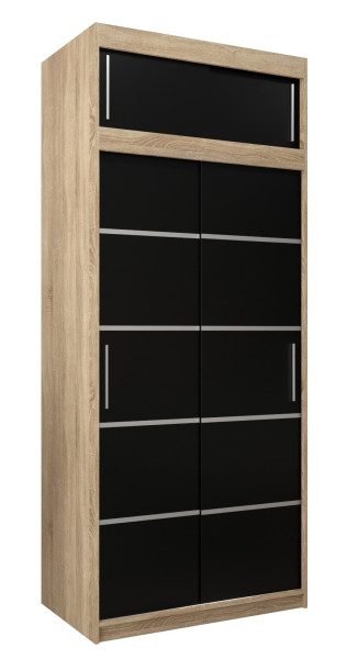 Szafa przesuwna Verona 1 100 sonoma + czarny z nadstawką 97079