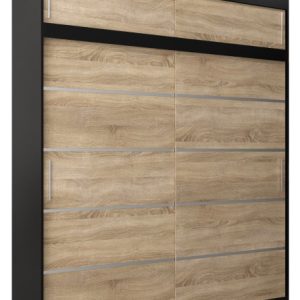 Szafa przesuwna Verona 1 200 czarny + sonoma z nadstawką 97158