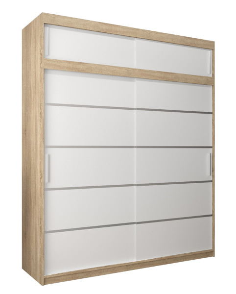 Szafa przesuwna Verona 1 200 sonoma + biały z nadstawką 97040