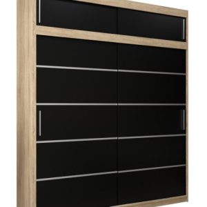Szafa przesuwna Verona 1 200 sonoma + czarny z nadstawką 97368