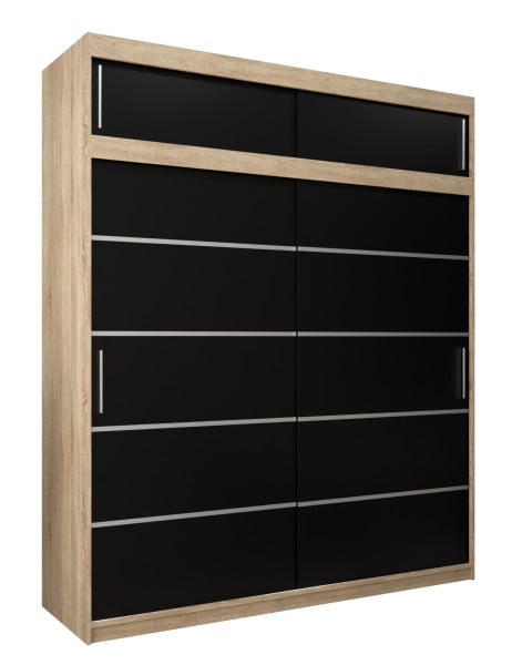 Szafa przesuwna Verona 1 200 sonoma + czarny z nadstawką 97368