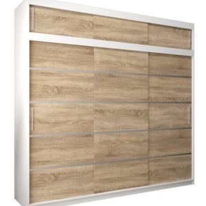 Szafa przesuwna Verona 1 250 biały + sonoma z nadstawką 97448 Szafa przesuwna Verona 1 250 biały + sonoma z nadstawką 97448