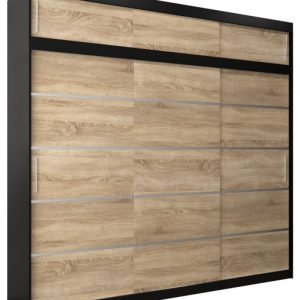 Szafa przesuwna Verona 1 250 czarny + sonoma z nadstawką 97509 Szafa przesuwna Verona 1 250 czarny + sonoma z nadstawką 97509