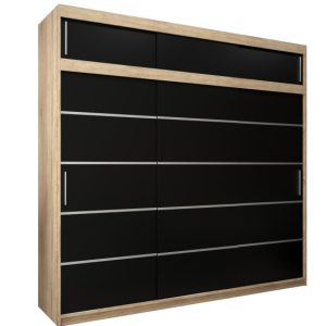 Szafa przesuwna Verona 1 250 sonoma + czarny z nadstawką 97168 Szafa przesuwna Verona 1 250 sonoma + czarny z nadstawką 97168