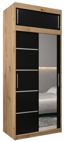 Szafa przesuwna Verona 2 100 artisan + czarny z nadstawką 96984