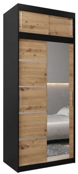 Szafa przesuwna Verona 2 100 czarny + artisan z nadstawką 97145