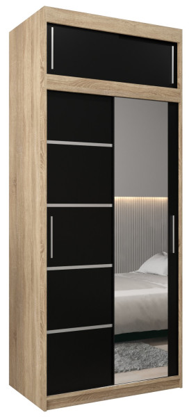Szafa przesuwna Verona 2 100 sonoma + czarny z nadstawką 97516