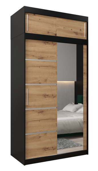 Szafa przesuwna Verona 2 120 czarny + artisan z nadstawką 97423