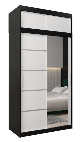 Szafa przesuwna Verona 2 120 czarny + biały z nadstawką 97053