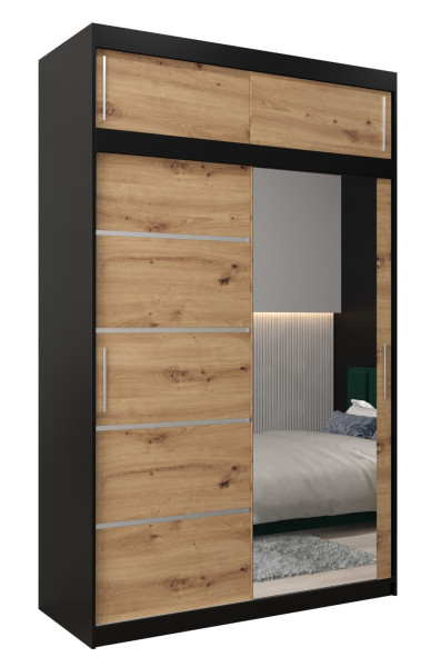 Szafa przesuwna Verona 2 150 czarny + artisan z nadstawką 97437