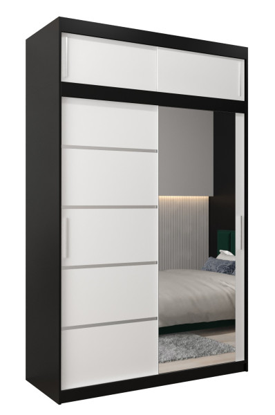 Szafa przesuwna Verona 2 150 czarny + biały z nadstawką 97019