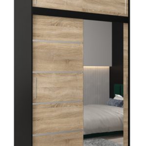 Szafa przesuwna Verona 2 150 czarny + sonoma z nadstawką 97360 Szafa przesuwna Verona 2 150 czarny + sonoma z nadstawką 97360