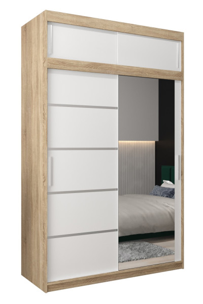 Szafa przesuwna Verona 2 150 sonoma + biały z nadstawką 97371