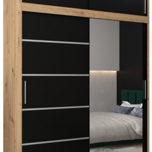 Szafa przesuwna Verona 2 180 artisan + czarny z nadstawką 97432 Szafa przesuwna Verona 2 180 artisan + czarny z nadstawką 97432