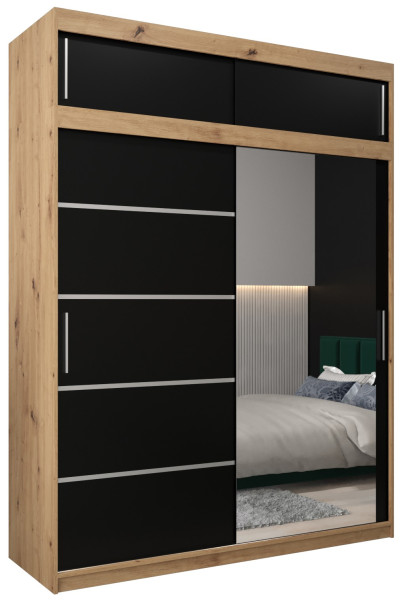 Szafa przesuwna Verona 2 180 artisan + czarny z nadstawką 97432