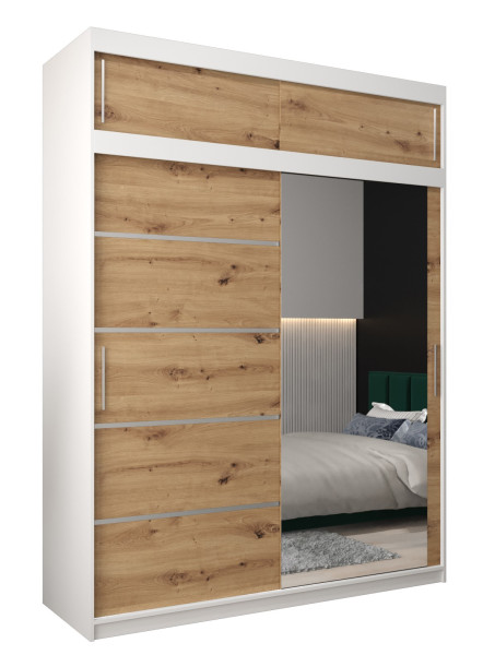 Szafa przesuwna Verona 2 180 biały + artisan z nadstawką 97464