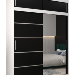 Szafa przesuwna Verona 2 180 biały + czarny z nadstawką 97461 Szafa przesuwna Verona 2 180 biały + czarny z nadstawką 97461