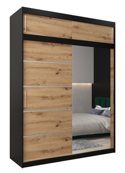 Szafa przesuwna Verona 2 180 czarny + artisan z nadstawką 97206