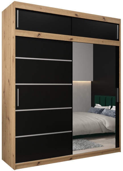 Szafa przesuwna Verona 2 200 artisan + czarny z nadstawką 97027